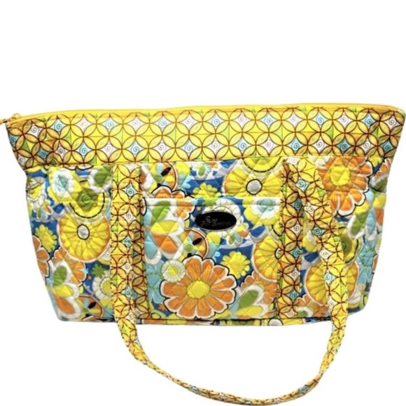 She's Got Baggage Large Yellow Print Multi-Pocket Sunflower Tote Bag - Picture 6 of 16